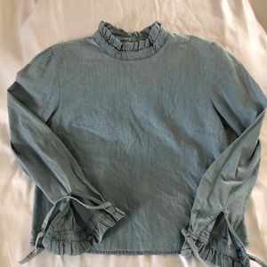 Zara Trafaluc Collection Denim Frill Top